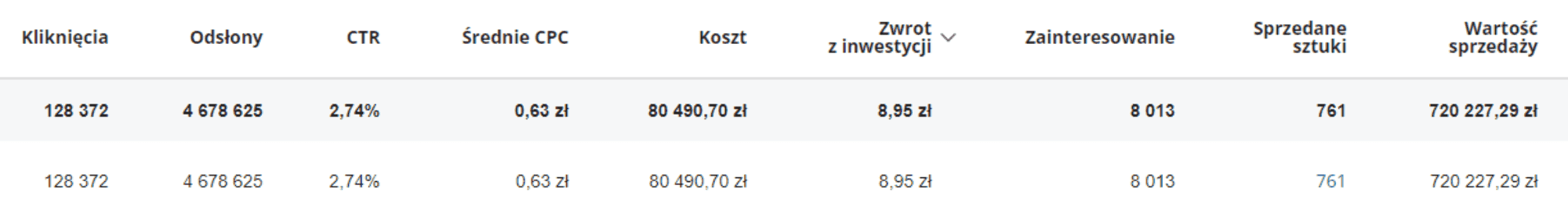Efekty działania kampanii Ads