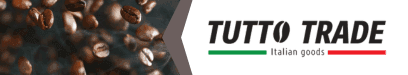 Baner Tutto Trade – ziarna kawy na ciemnym tle